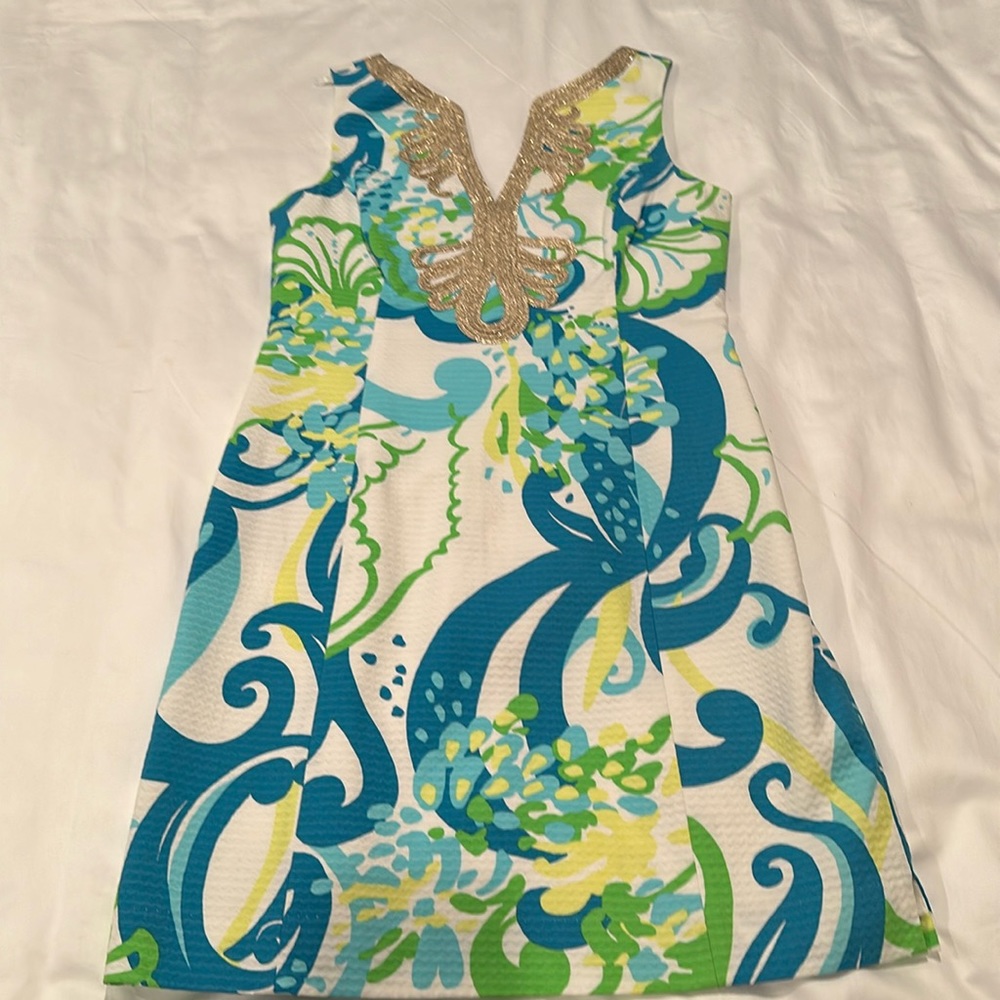 Lilly Pulitzer dress size 8 blue green and gold